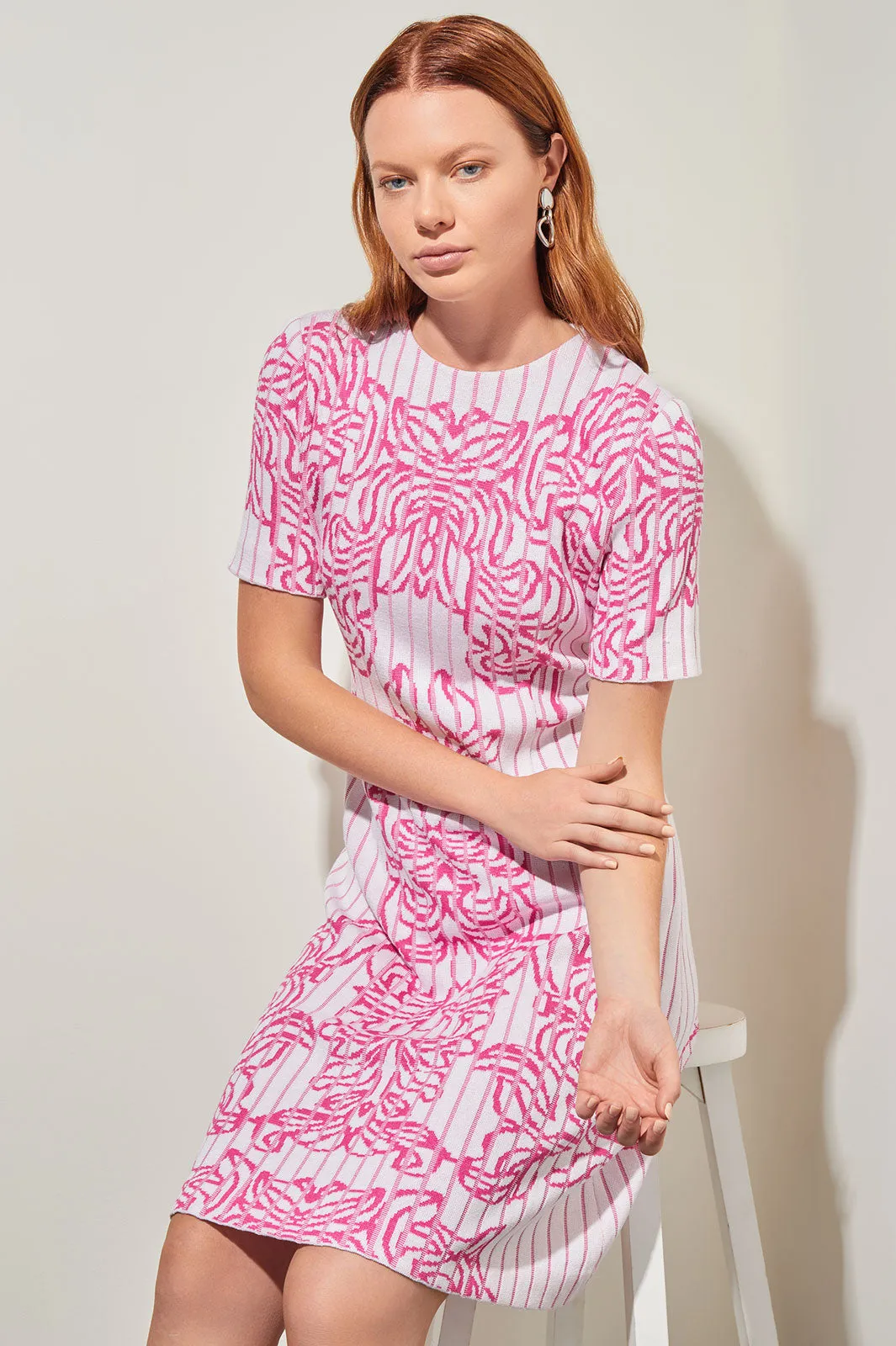 Knee-Length A-Line Dress - Jacquard Soft Knit