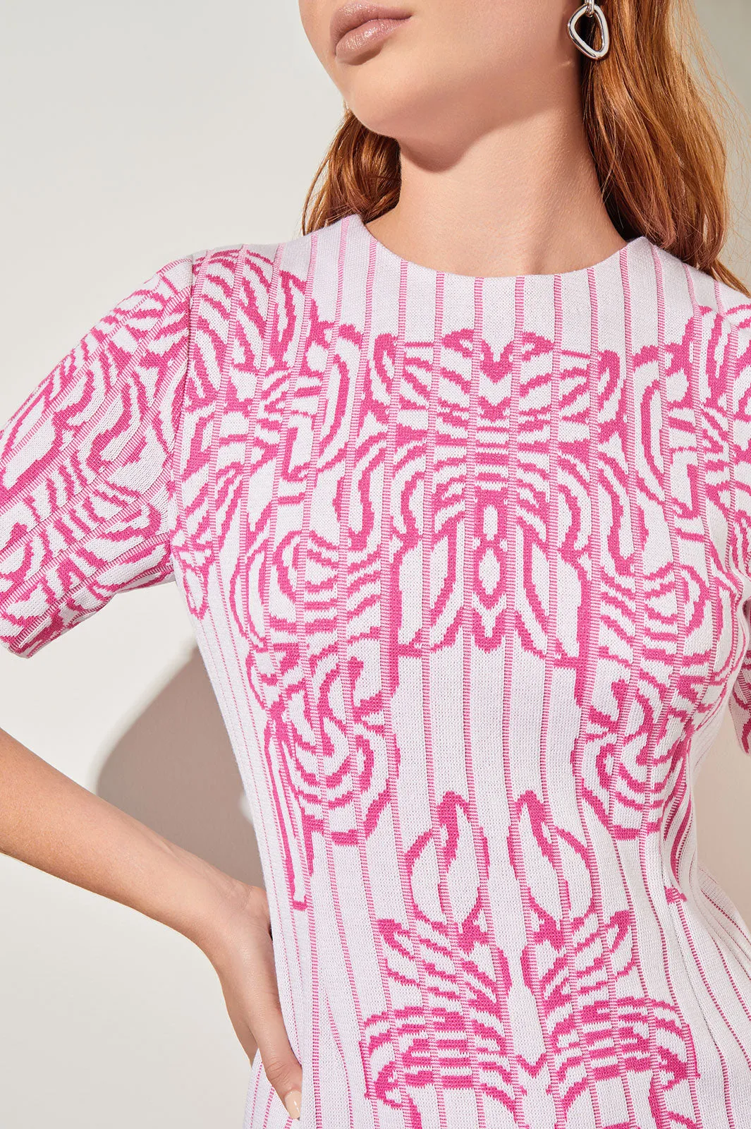 Knee-Length A-Line Dress - Jacquard Soft Knit