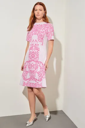 Knee-Length A-Line Dress - Jacquard Soft Knit