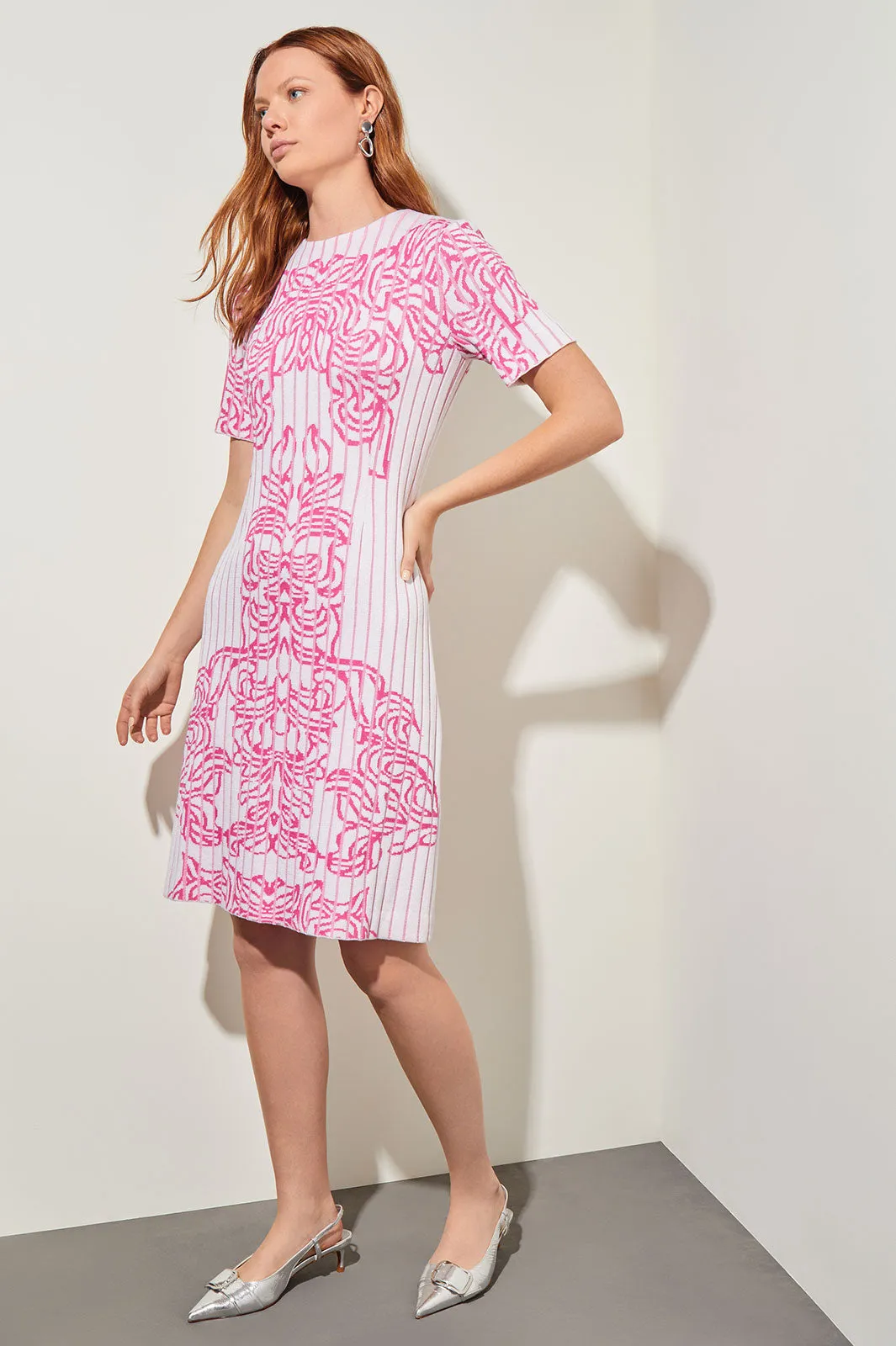 Knee-Length A-Line Dress - Jacquard Soft Knit