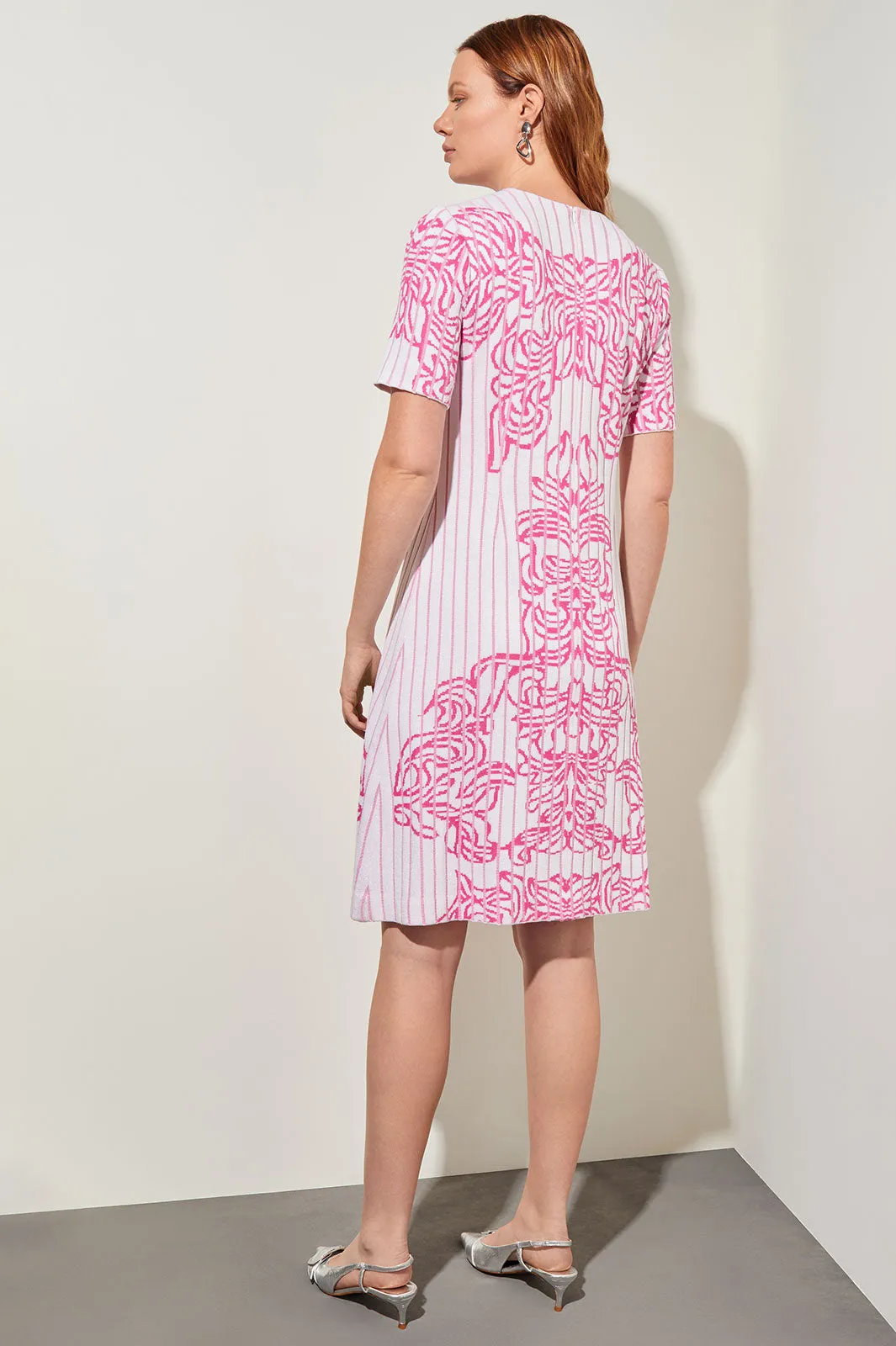 Knee-Length A-Line Dress - Jacquard Soft Knit