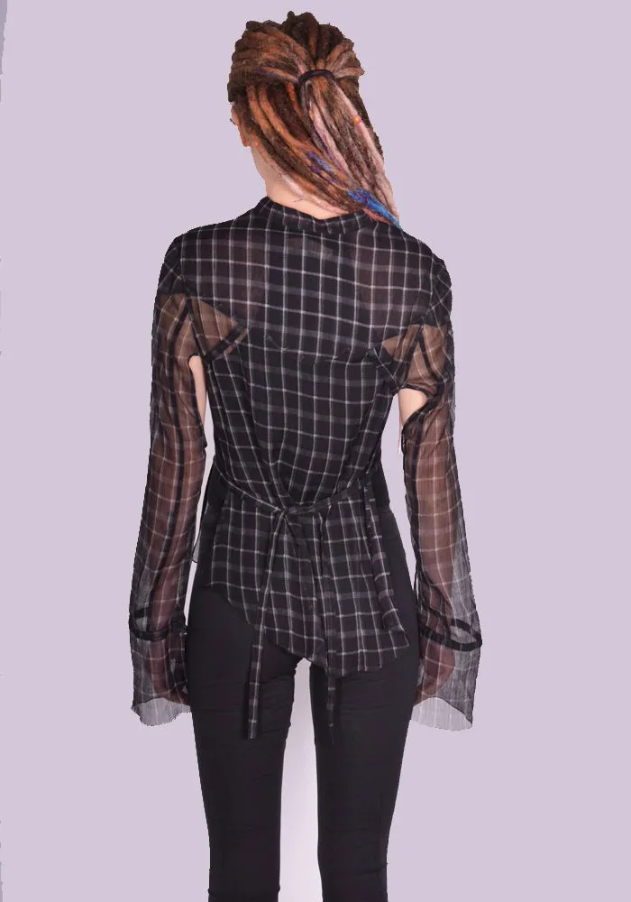 KNWLS SS24-THRSH0MCHB THRALL SHIRT MOTO CHECK BLACK