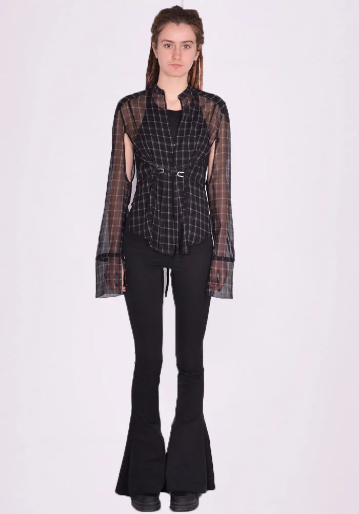 KNWLS SS24-THRSH0MCHB THRALL SHIRT MOTO CHECK BLACK