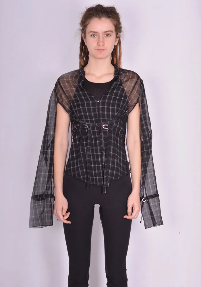 KNWLS SS24-THRSH0MCHB THRALL SHIRT MOTO CHECK BLACK