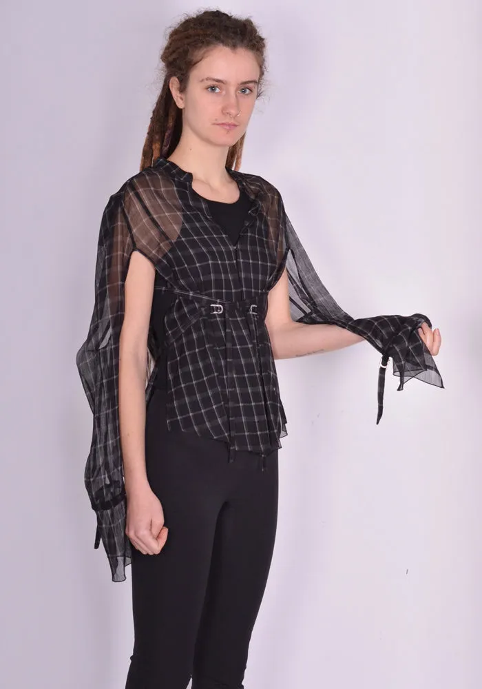 KNWLS SS24-THRSH0MCHB THRALL SHIRT MOTO CHECK BLACK