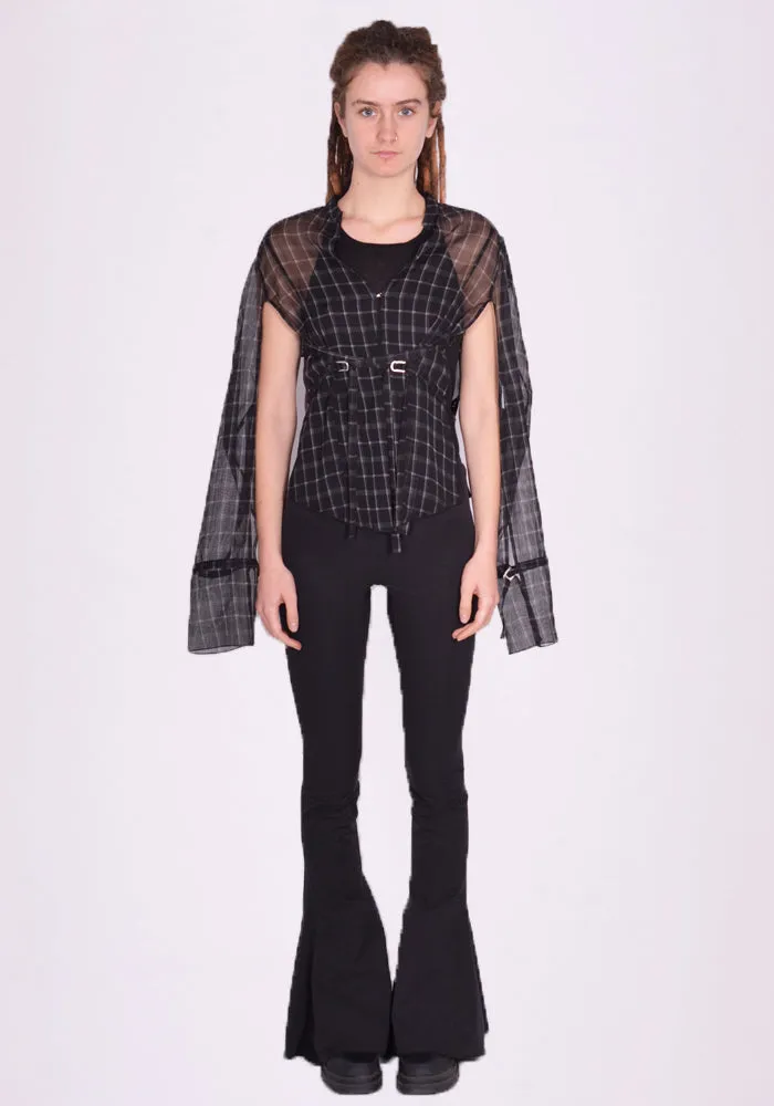 KNWLS SS24-THRSH0MCHB THRALL SHIRT MOTO CHECK BLACK