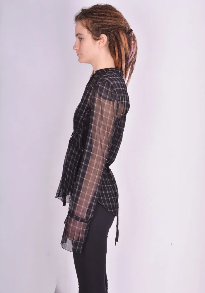 KNWLS SS24-THRSH0MCHB THRALL SHIRT MOTO CHECK BLACK