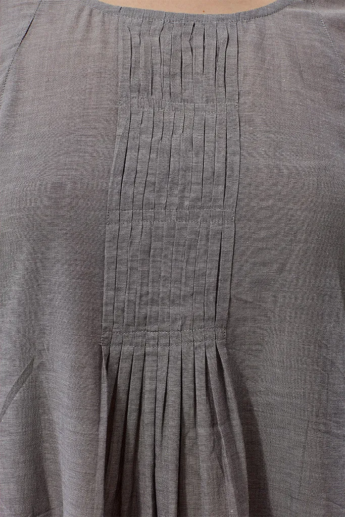 La Cera Plus Size Pleated Front Chambray Dress