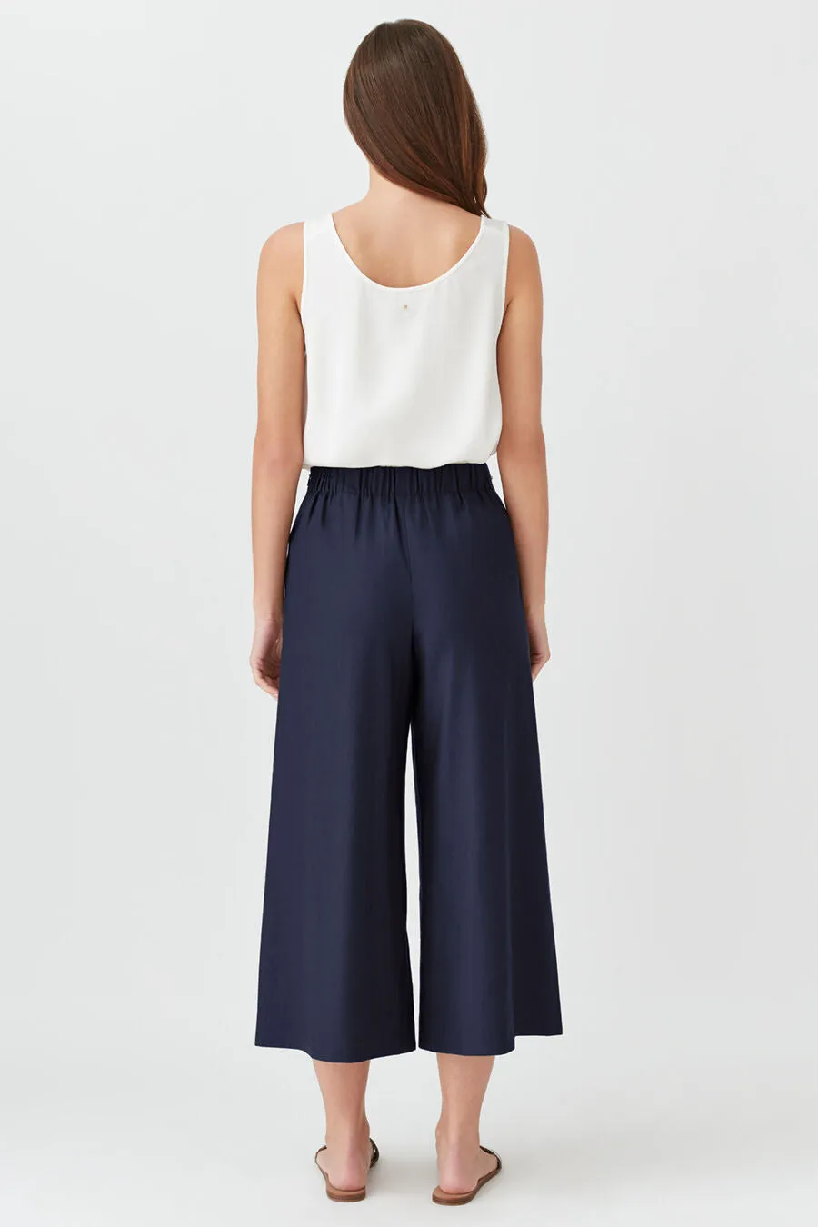Linen Wide-Leg Cropped Pant