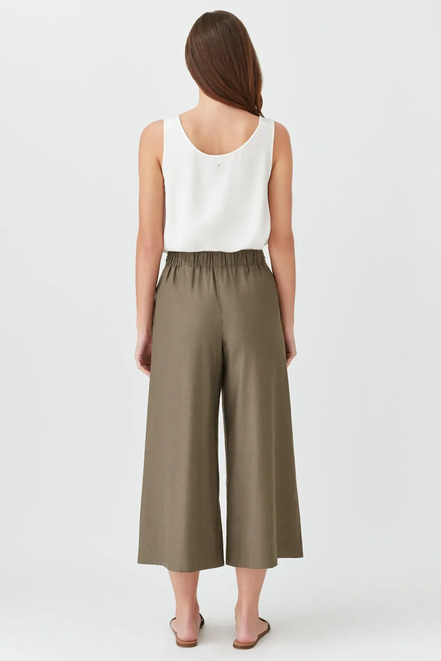 Linen Wide-Leg Cropped Pant
