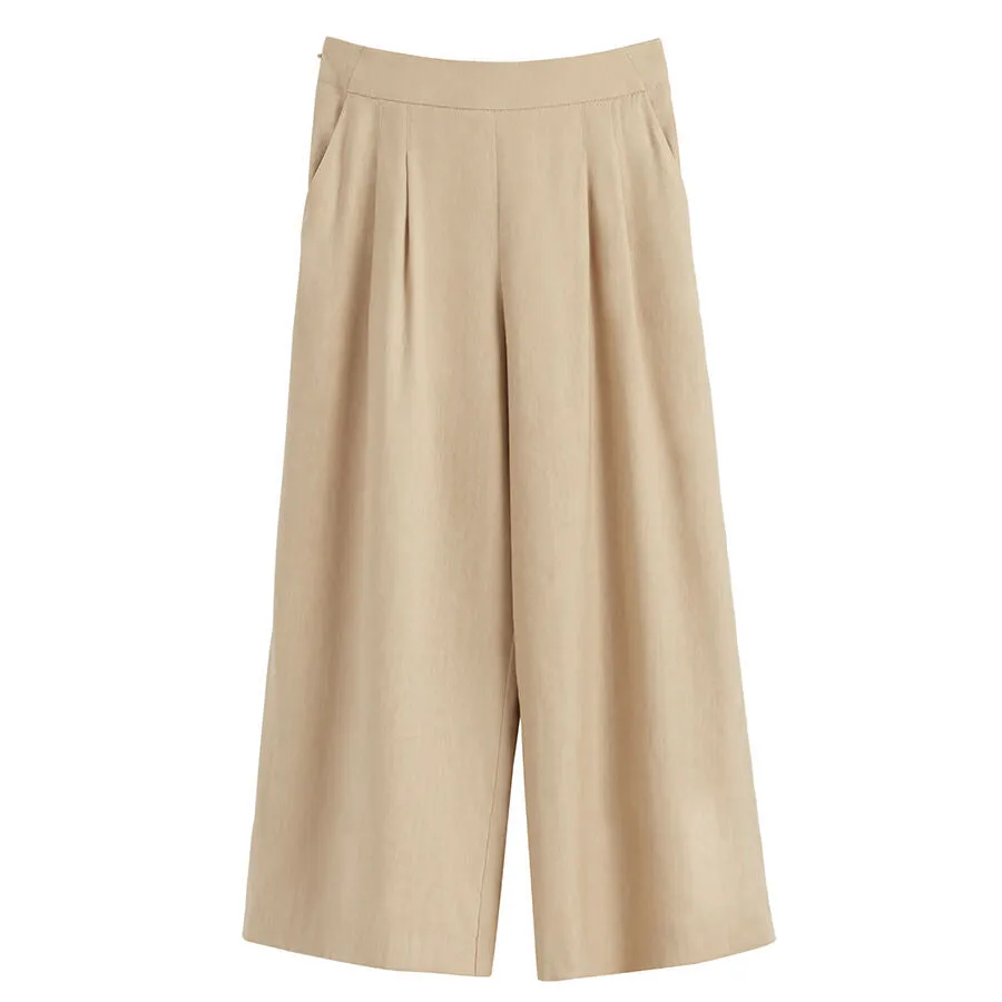 Linen Wide-Leg Cropped Pant