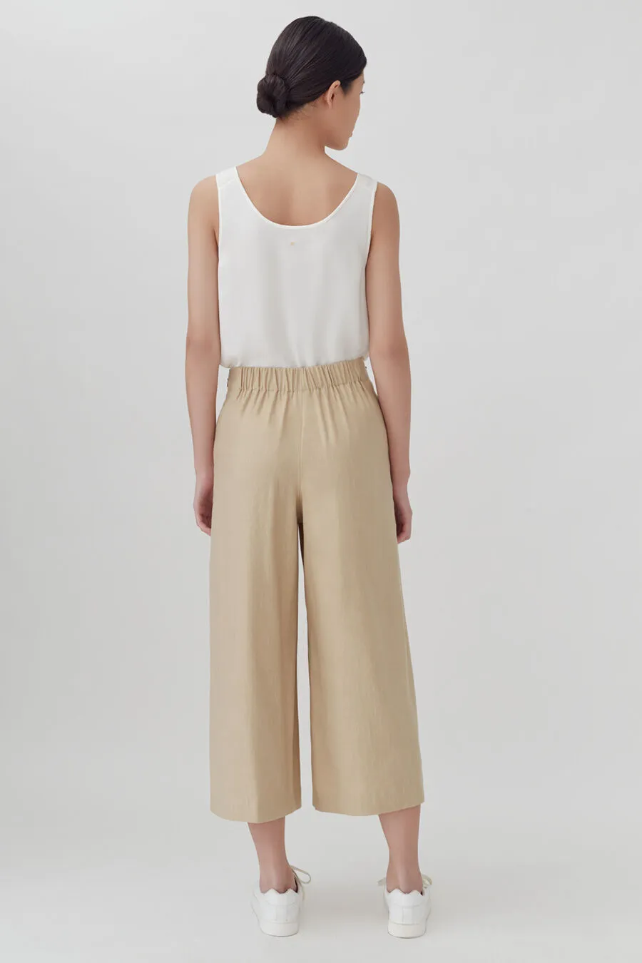 Linen Wide-Leg Cropped Pant