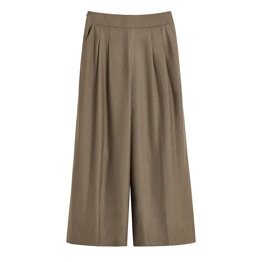 Linen Wide-Leg Cropped Pant