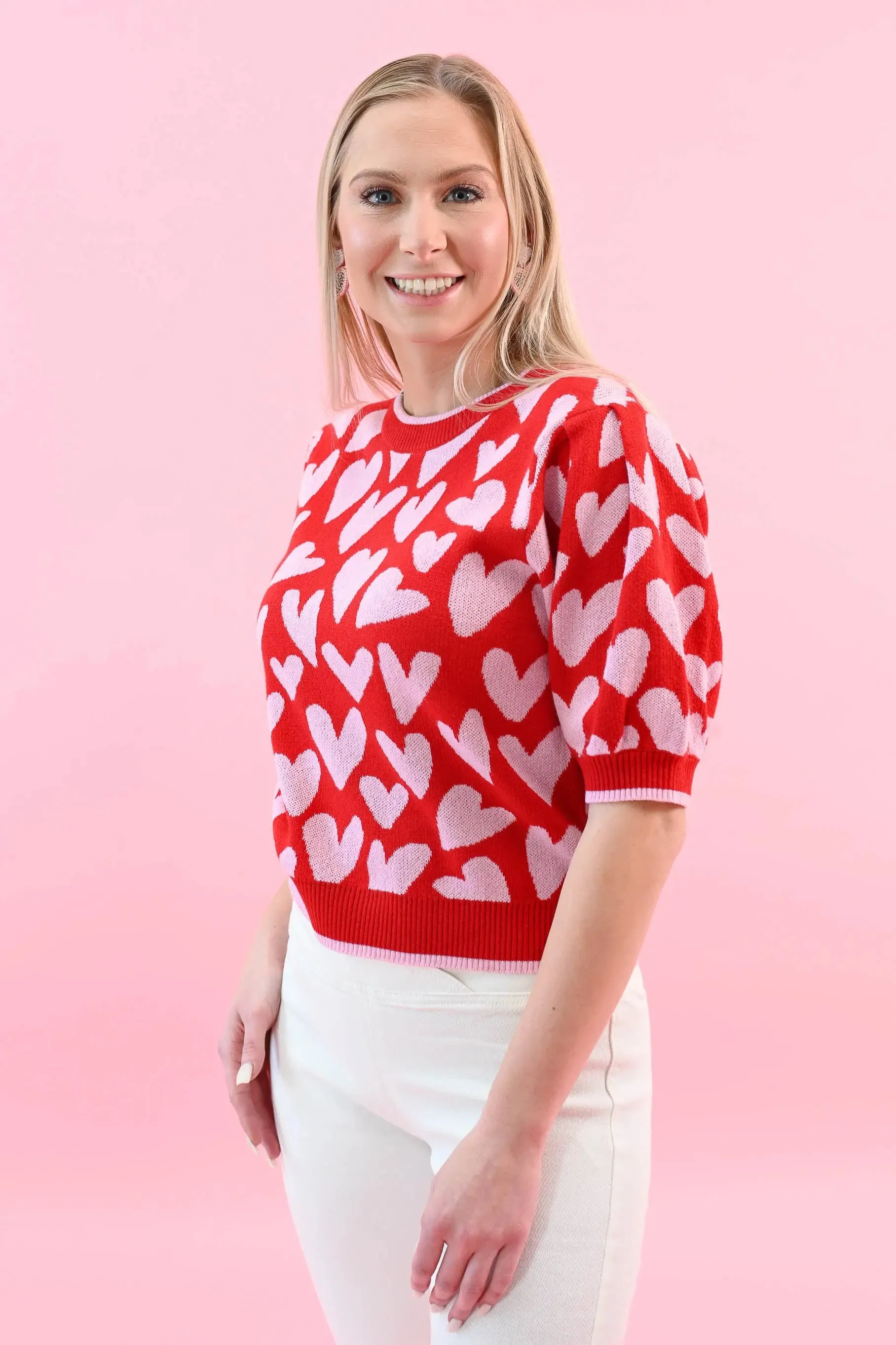 Love Knows All Puff Sleeve Sweater Top