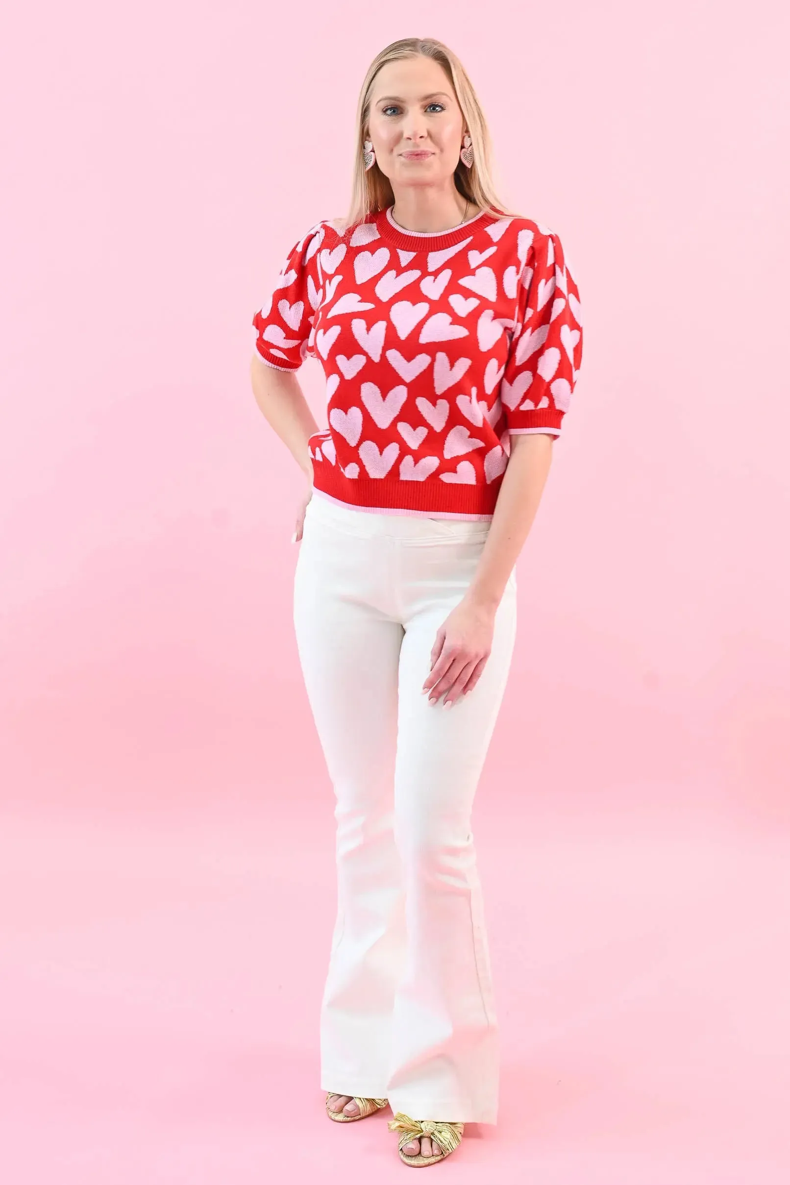 Love Knows All Puff Sleeve Sweater Top