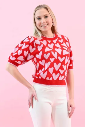 Love Knows All Puff Sleeve Sweater Top