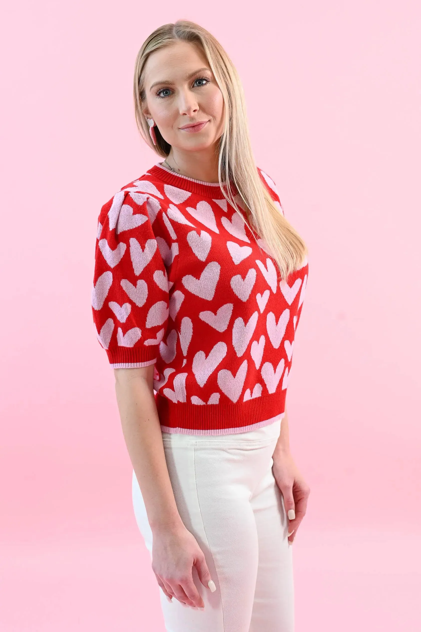 Love Knows All Puff Sleeve Sweater Top