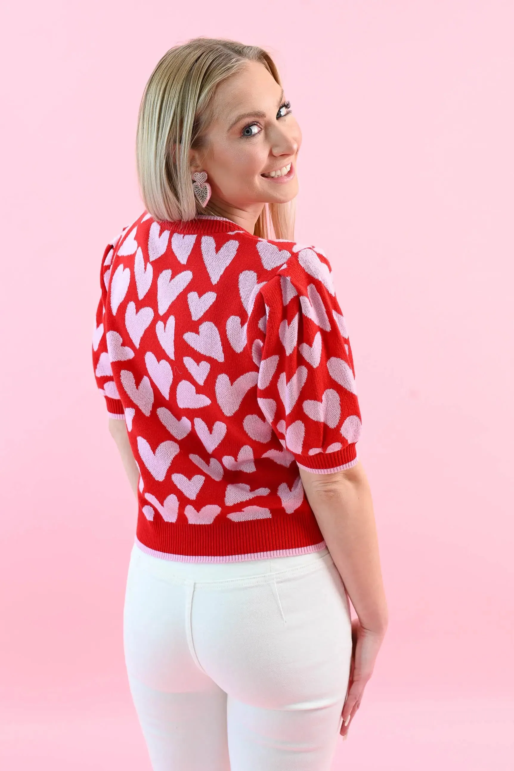 Love Knows All Puff Sleeve Sweater Top