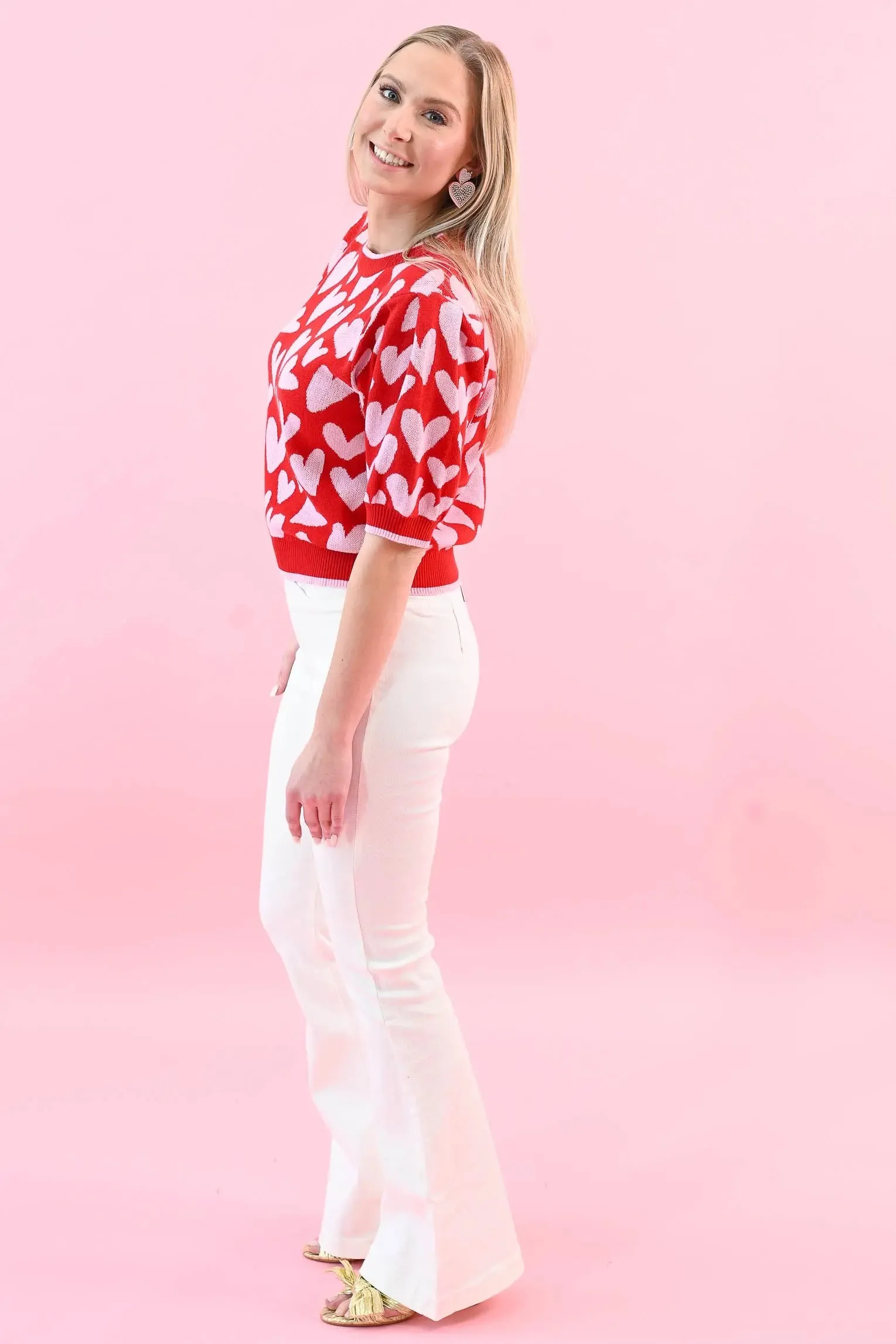 Love Knows All Puff Sleeve Sweater Top