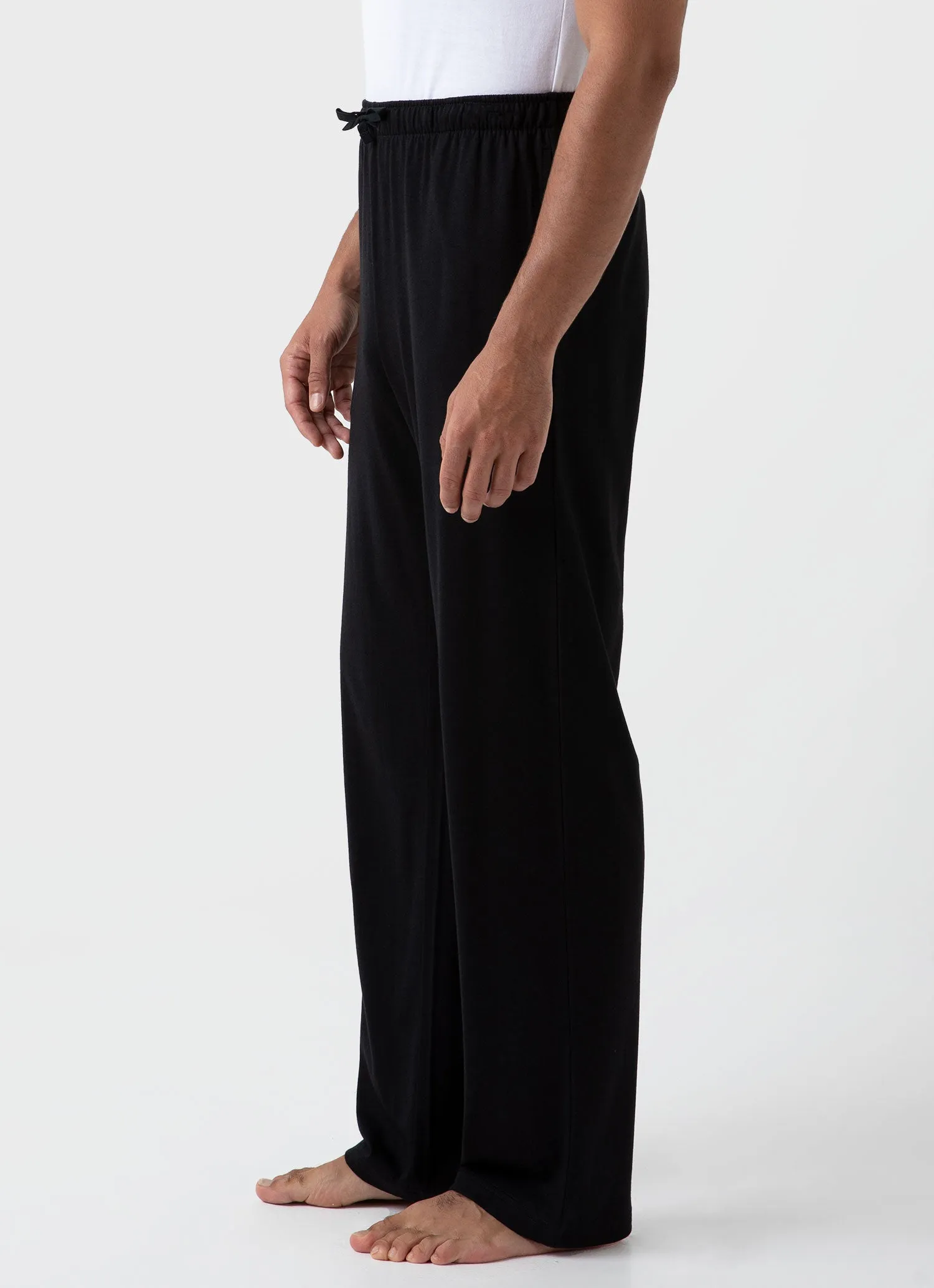 Black Mens Cotton Modal Lounge Pants - Comfortable & Stylish