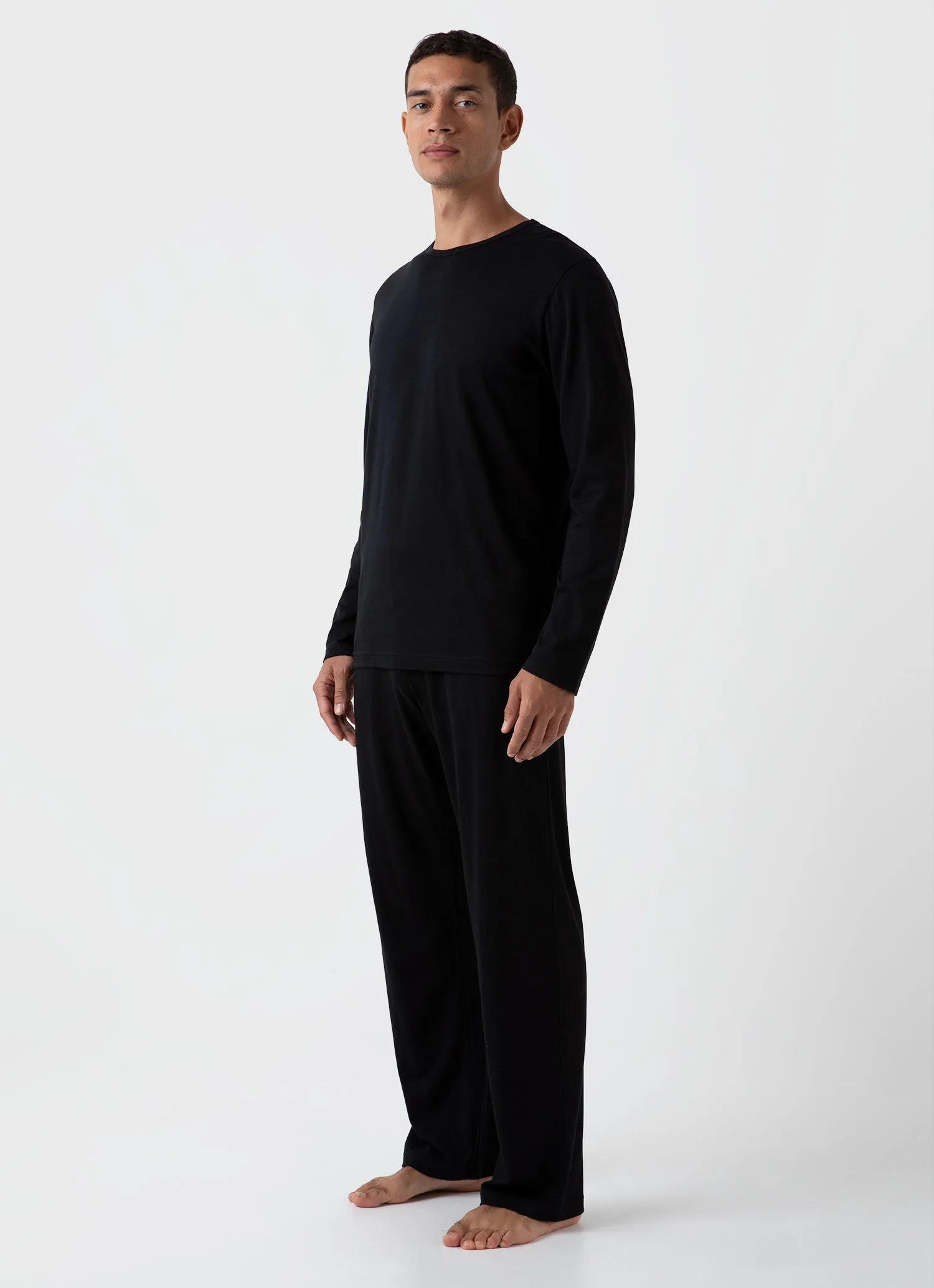 Black Mens Cotton Modal Lounge Pants - Comfortable & Stylish