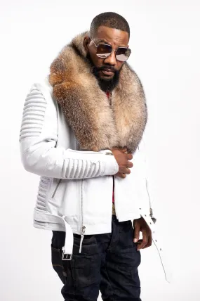 Men's Trey Biker Full Fox Fur Collar [Crystal]