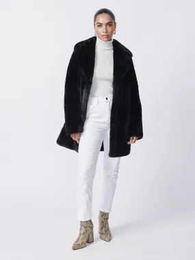 Minimalist Faux Fur Jacket - Black