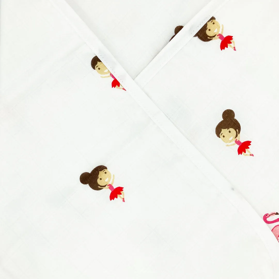 Muslin Hooded Towel for Baby- 6 Layer 100% Organic Cotton Flamingo
