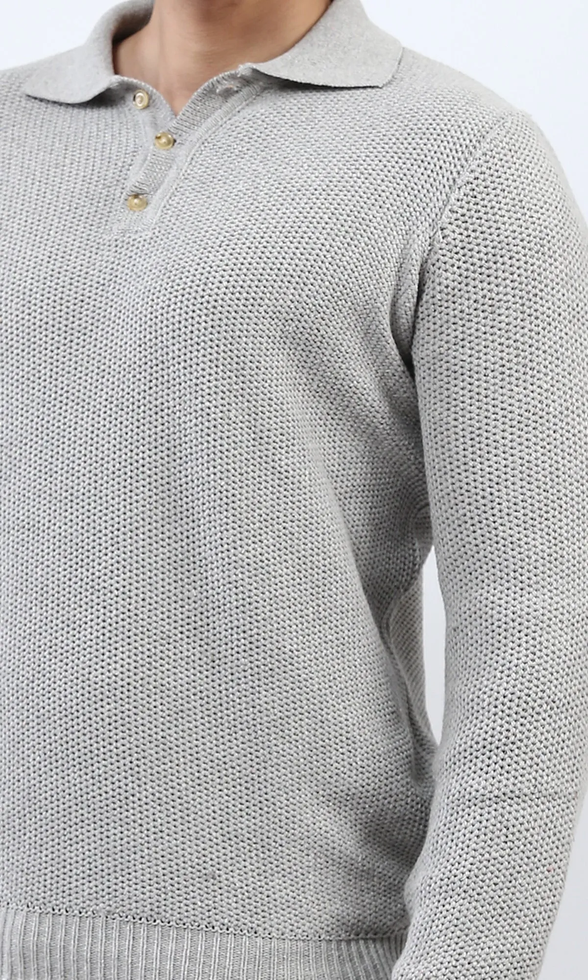 o201233 - Regular Fit Basic Pullover With Long sleeves - Light Grey