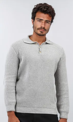 o201233 - Regular Fit Basic Pullover With Long sleeves - Light Grey