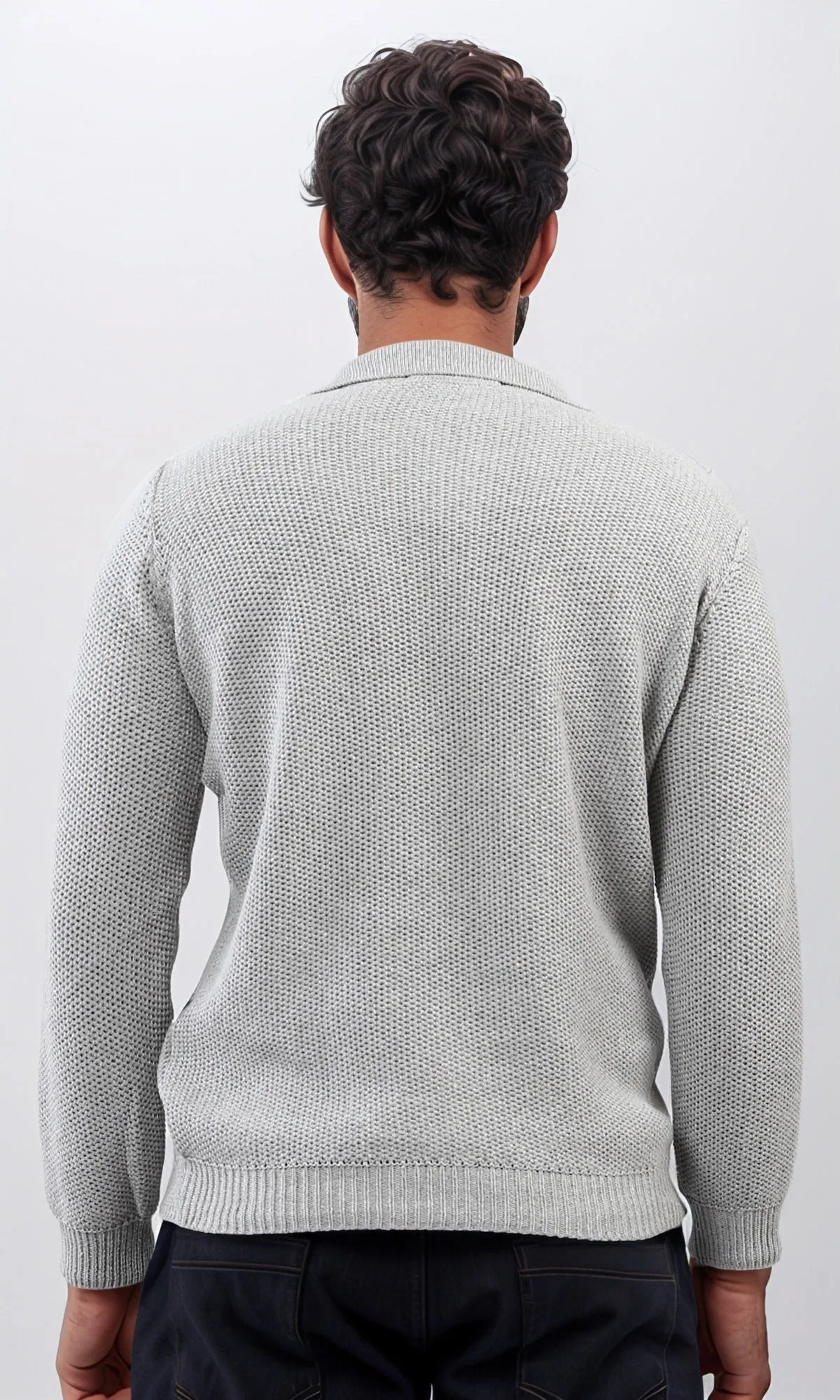 o201233 - Regular Fit Basic Pullover With Long sleeves - Light Grey