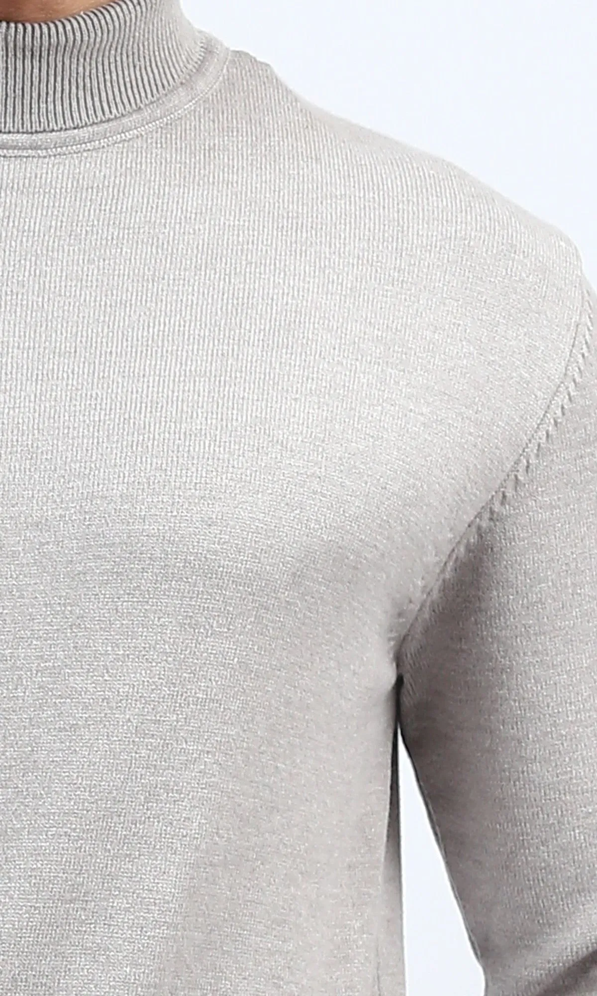 o201264 - High Neck Long Sleeved Basic Pullover - Heather Grey