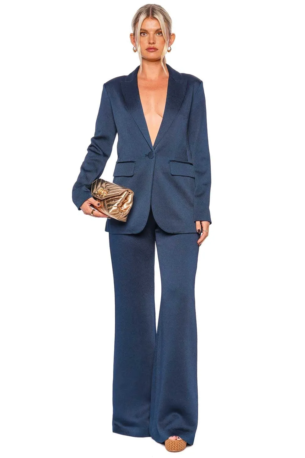 Palermo Navy Wide Leg Satin Pants
