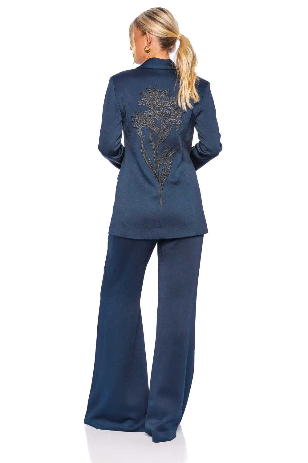Palermo Navy Wide Leg Satin Pants