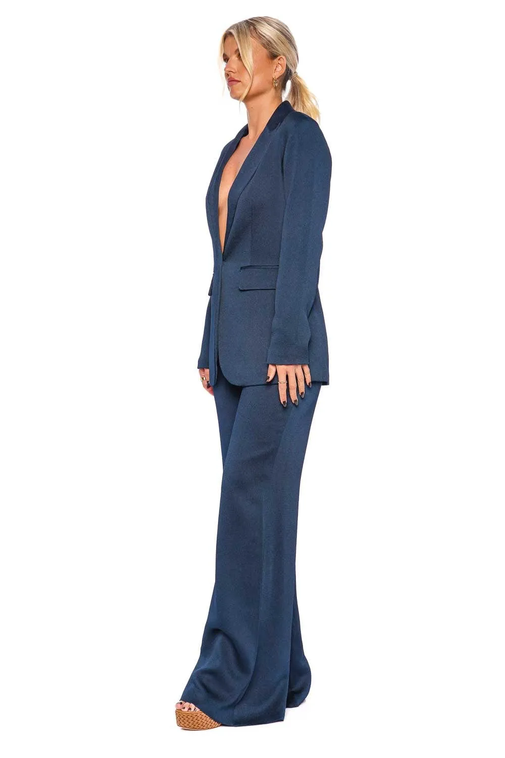 Palermo Navy Wide Leg Satin Pants