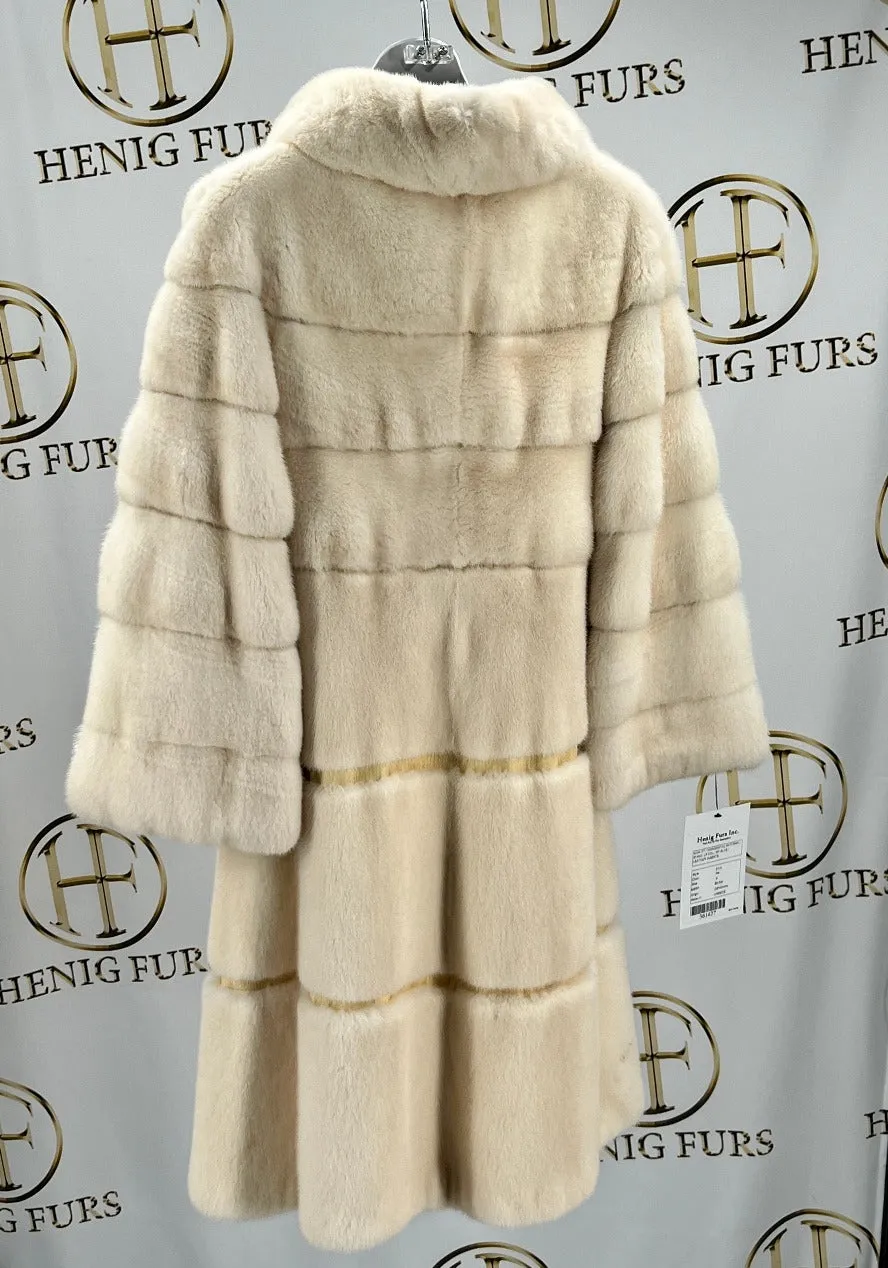 Pearl Mink Fur Coat with Leather Inserts