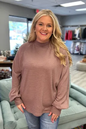 PEARL Mock Neck Textured Knit Top