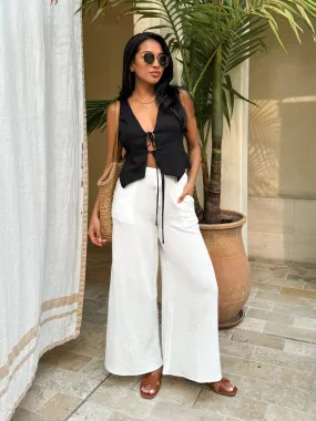 Pina Colada Gauze Pants in White