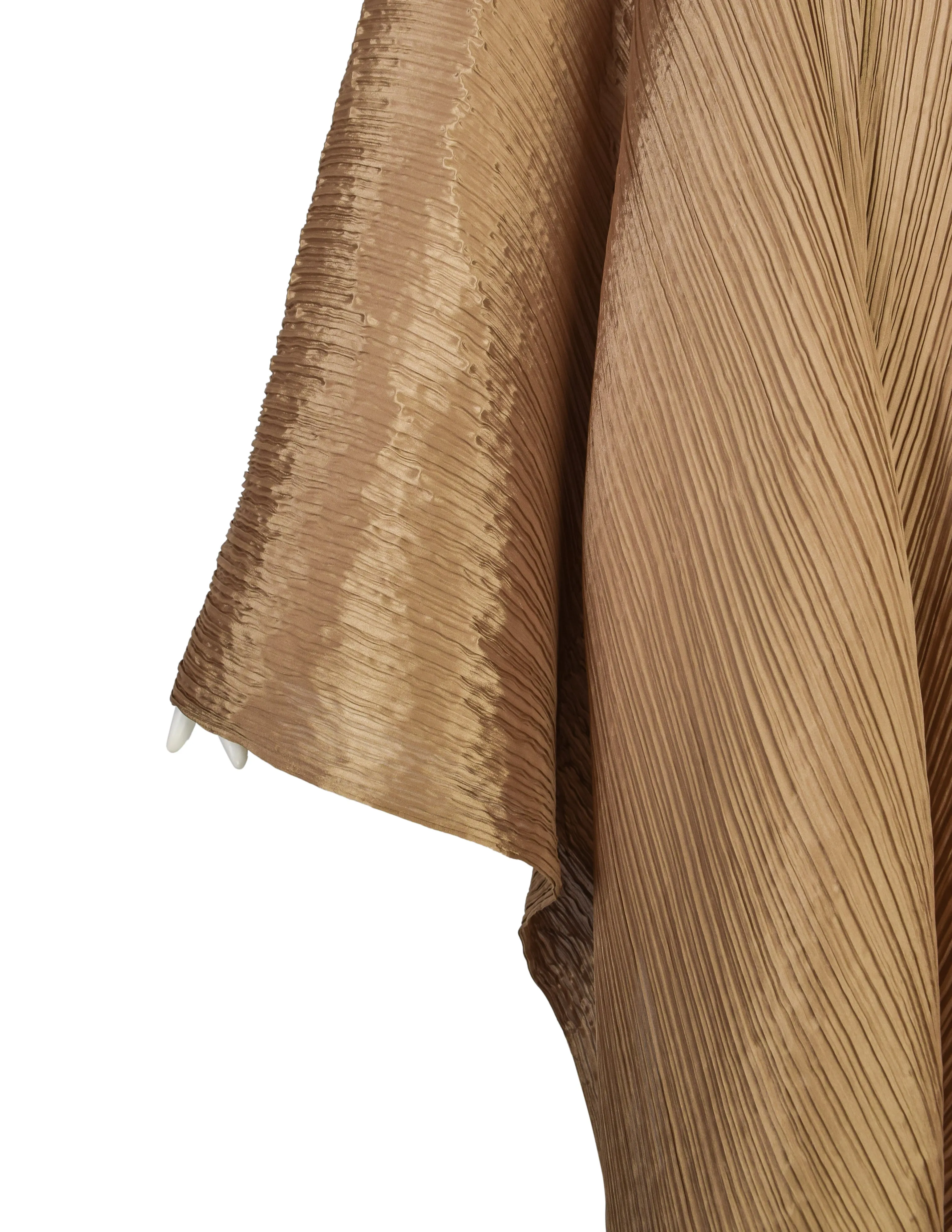 Pleats Please by Issey Miyake Vintage Golden Ochre Dramatic Madame T Wrap Cape Tunic Caftan Dress
