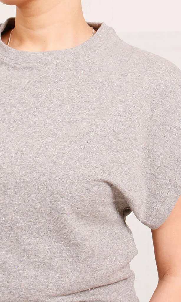 R207257 - Brushed Melton Cap-Sleeve Top - Grey