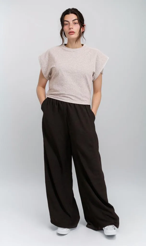 R207257 - Brushed Melton Cap-Sleeve Top - Grey
