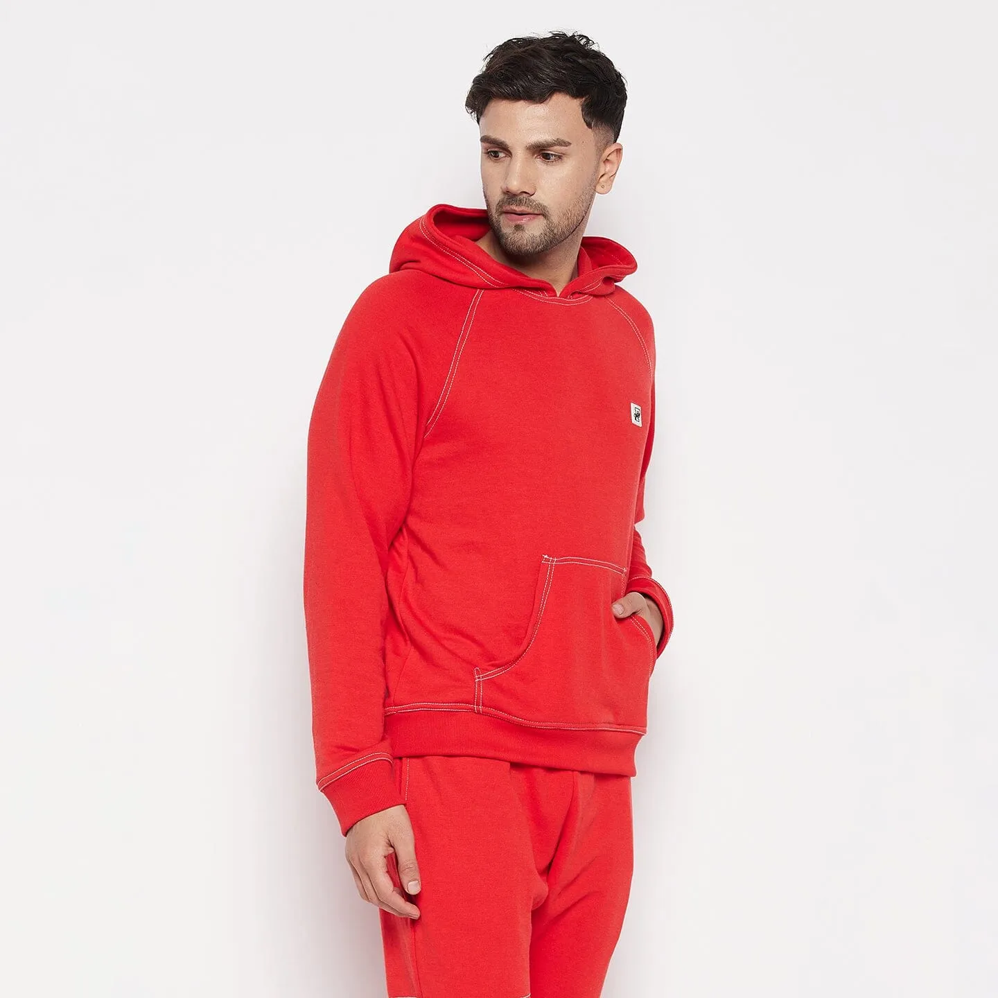 Red Contrast Stich Oversized Sweatshirt