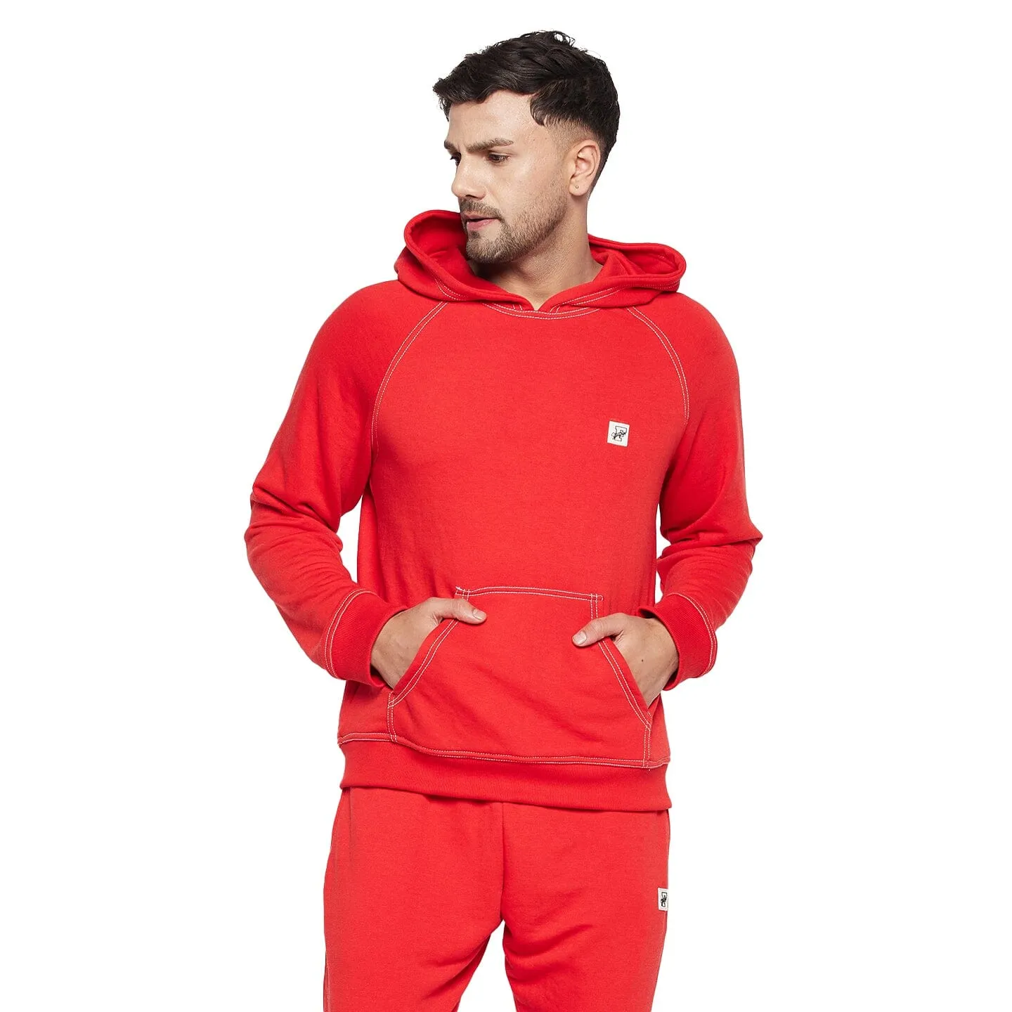 Red Contrast Stich Oversized Sweatshirt