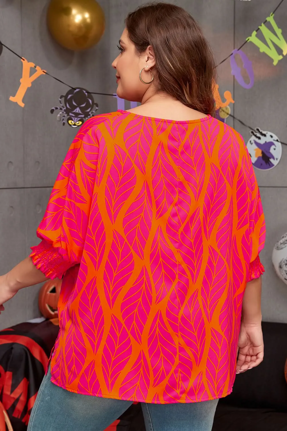 Rose leafy plus size blouse