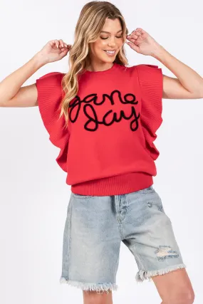 Ruffle Game Day Top - Red/Black