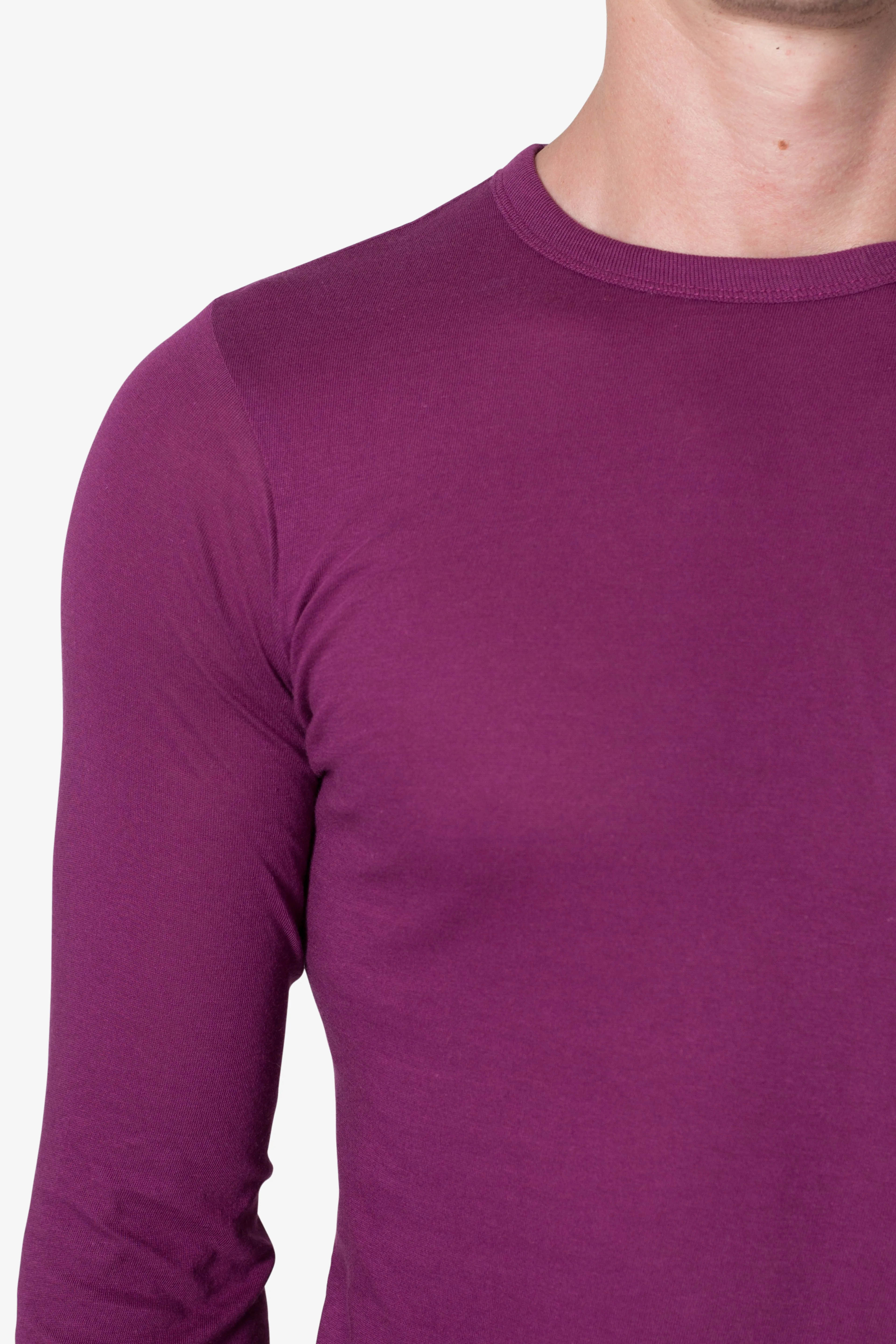 Sheer Knit Jersey L/S Tee - Magenta