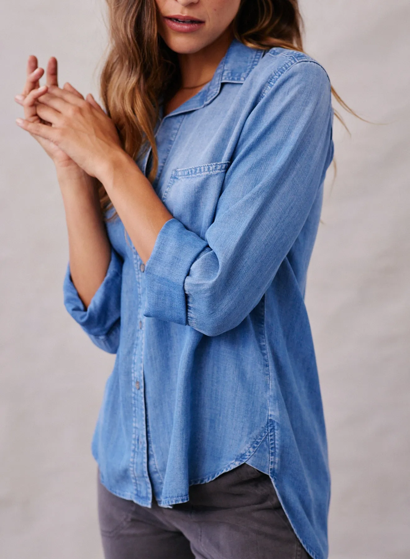 Shirt Tail Button Down - Medium Ombre Wash
