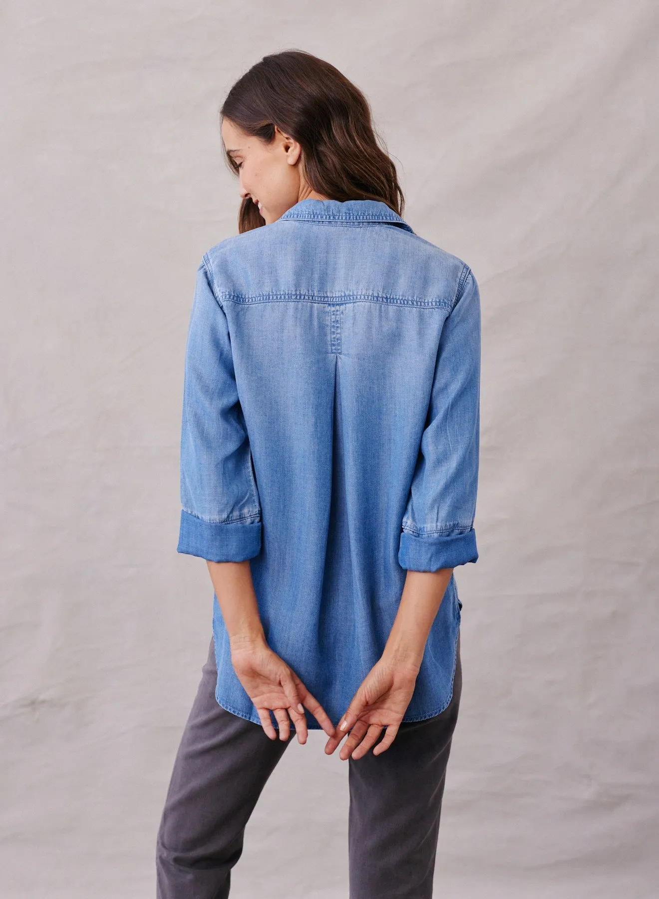 Shirt Tail Button Down - Medium Ombre Wash
