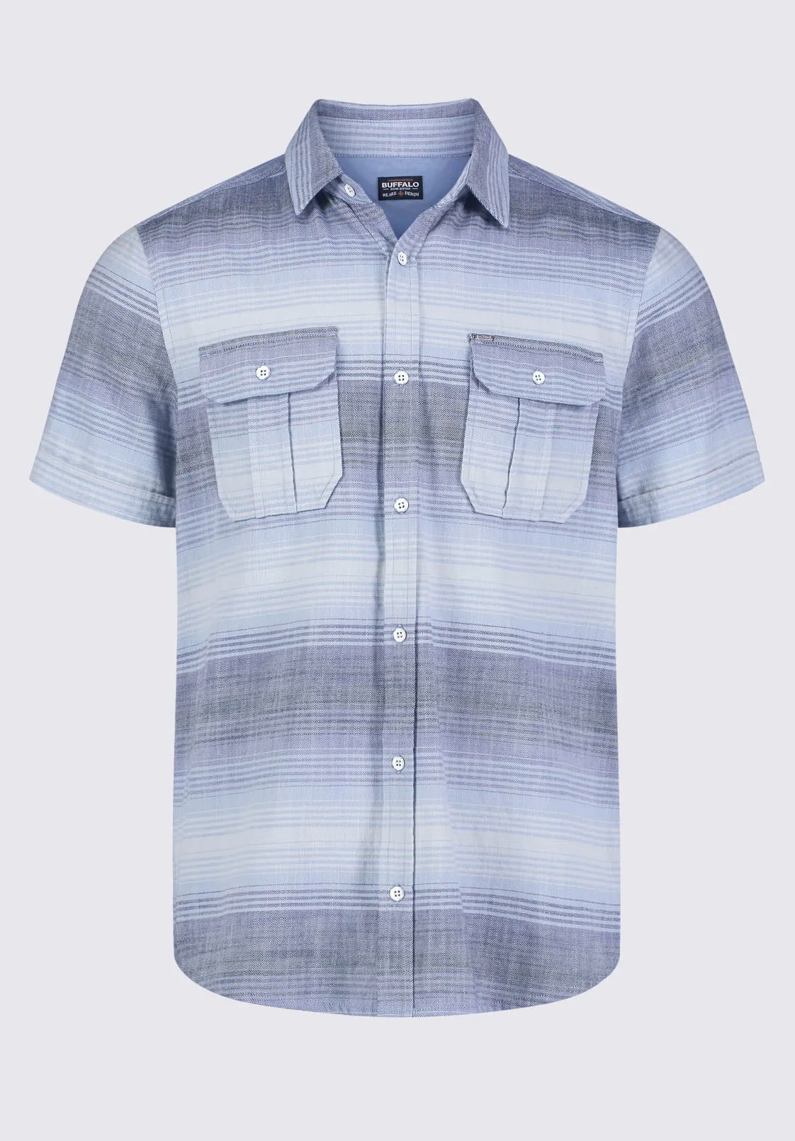 Siboa Men's Short Sleeve Striped Shirt in Mirage Blue - BM24303
