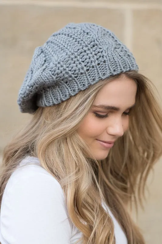 Slouchy Knit Beret Beanie Soft Warm Stylish Winter Hat